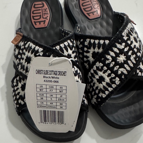 Hey Dude Womens Black and White Patterned Sandals - Picture 2 of 3